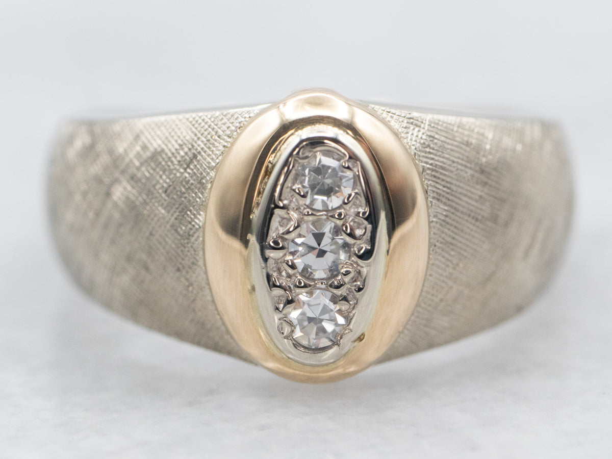 Two Tone Textured Diamond Ring