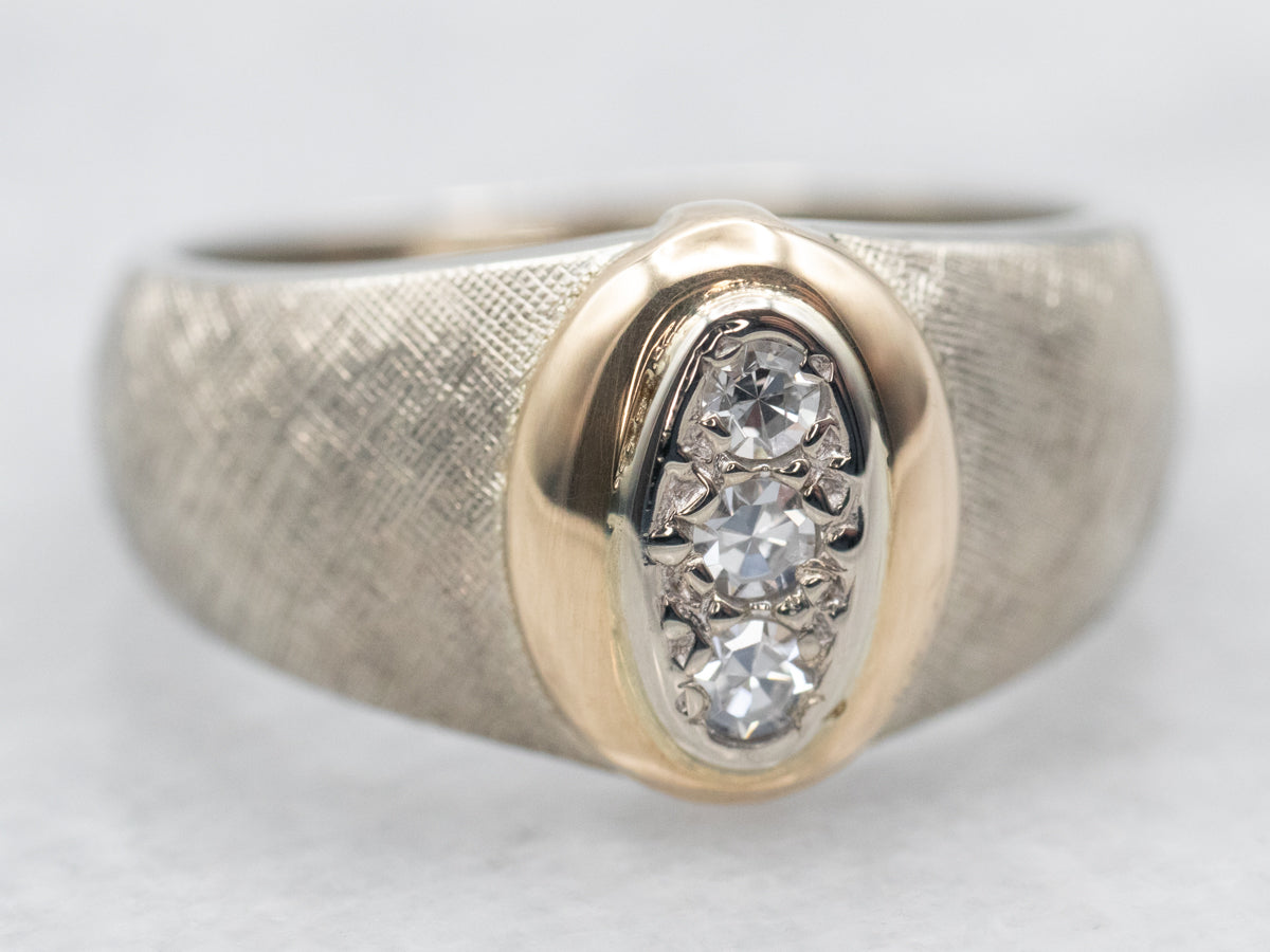 Two Tone Textured Diamond Ring