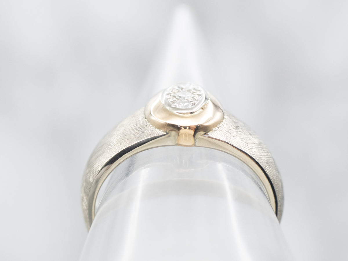 Two Tone Textured Diamond Ring