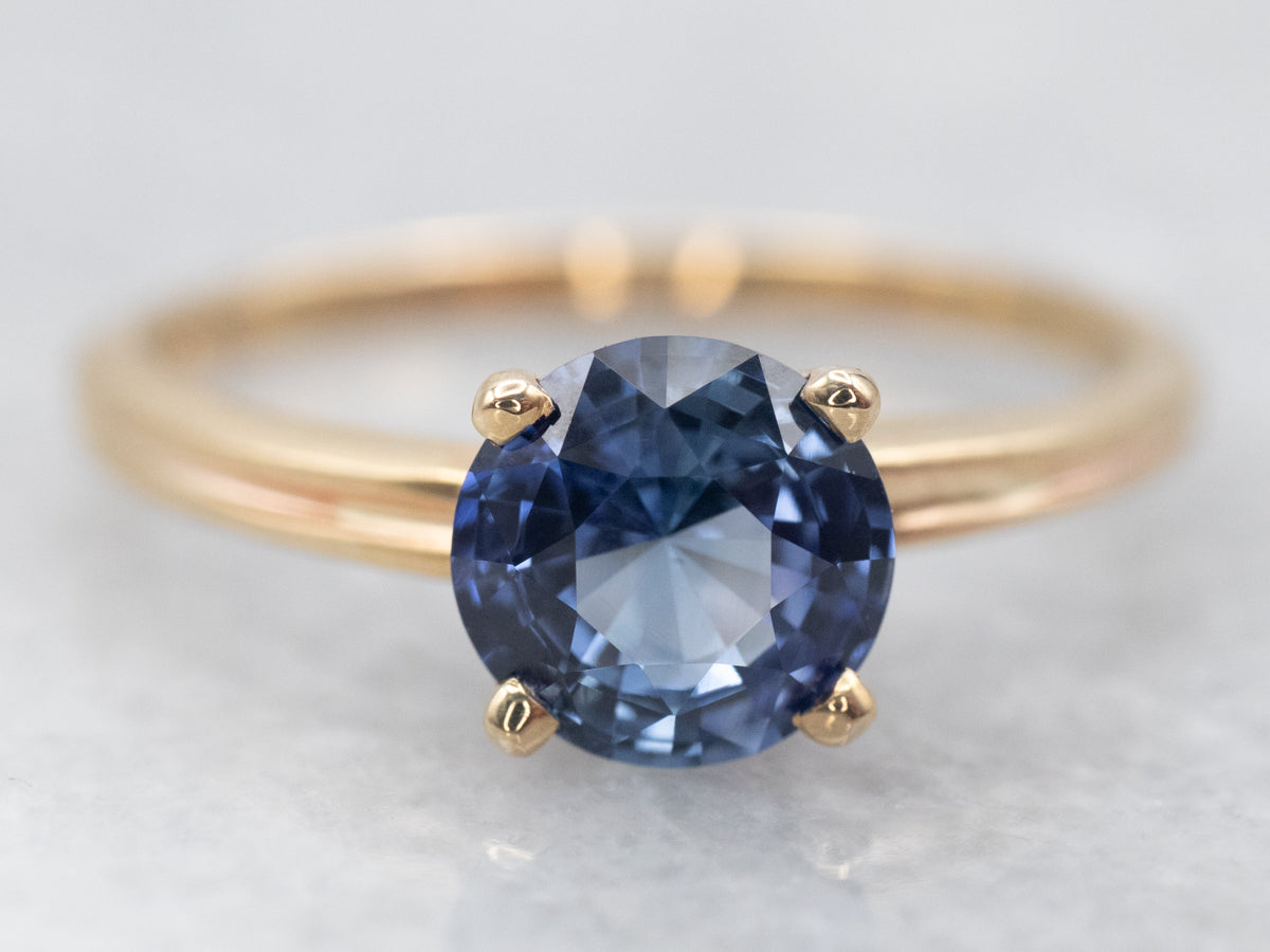 Vintage Gold Sapphire Solitaire Engagement Ring