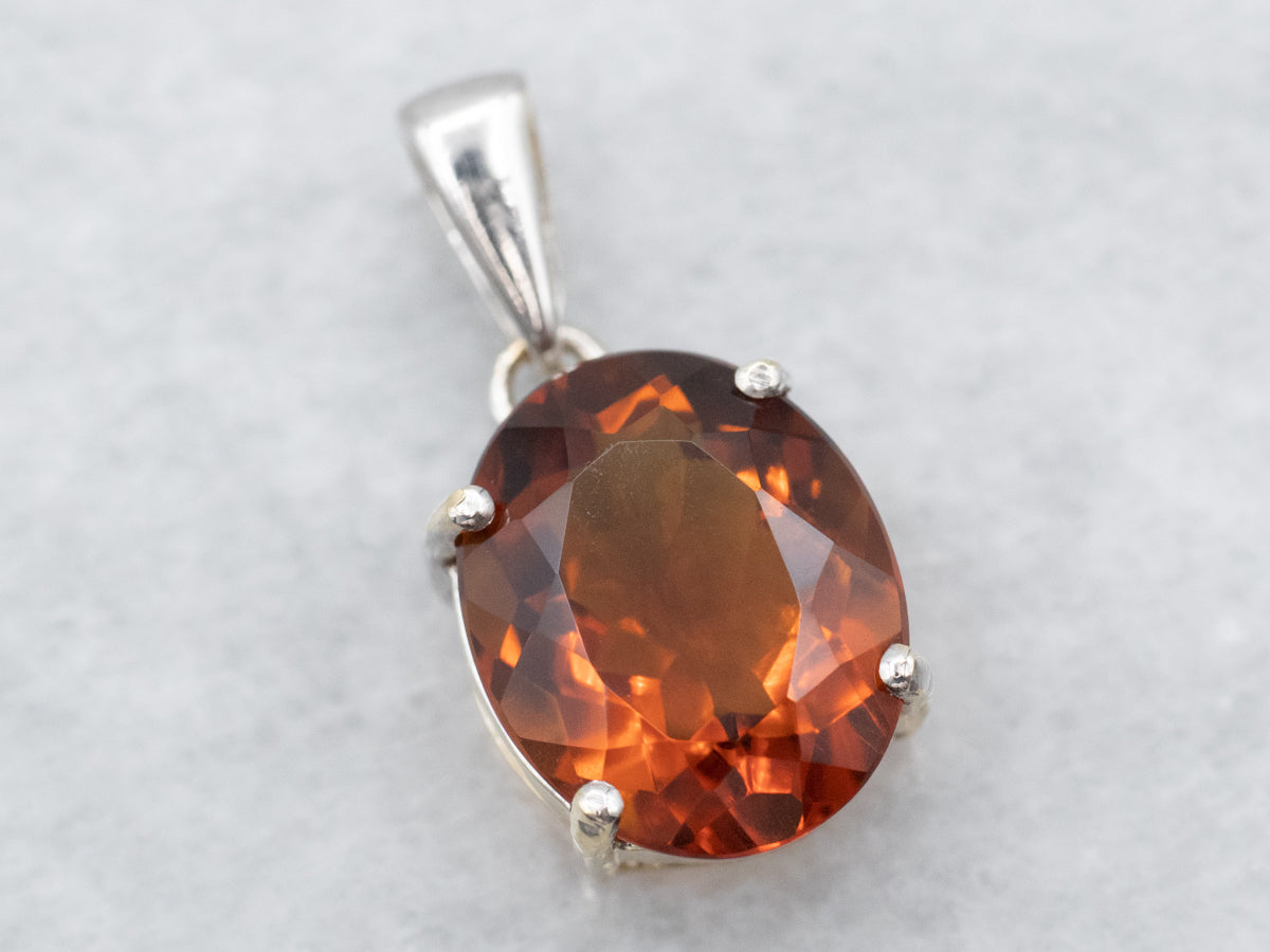 White Gold Citrine Solitaire Pendant