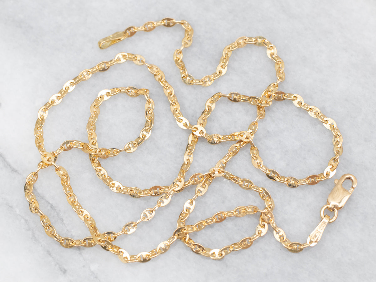 Yellow Gold Mariner Link Chain with Lobster Clasp