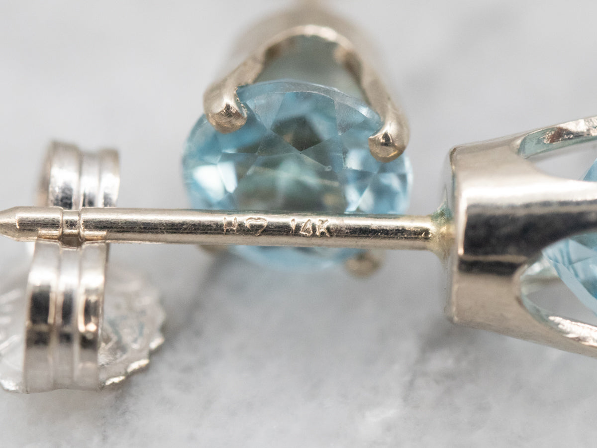 White Gold Blue Topaz Stud Earrings