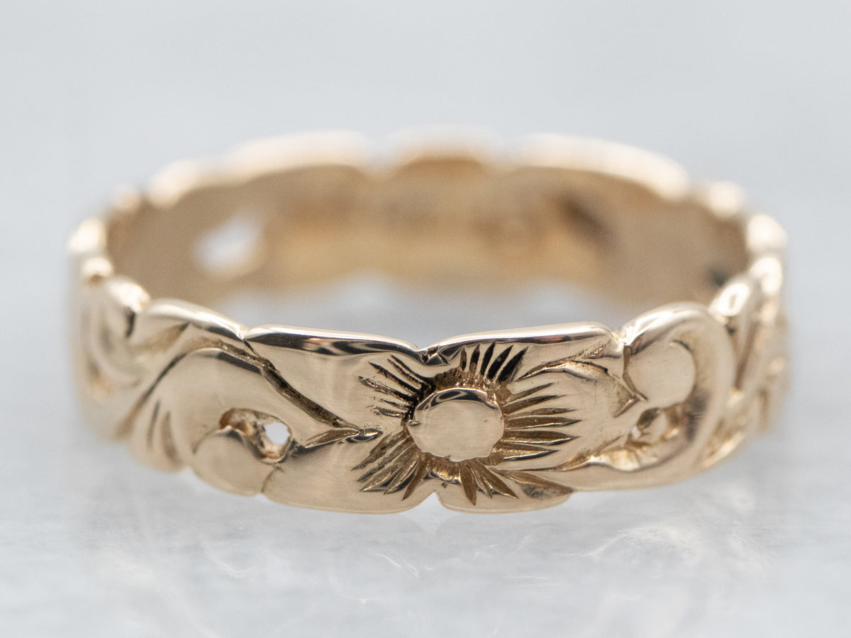 Yellow Gold Floral Mini Band