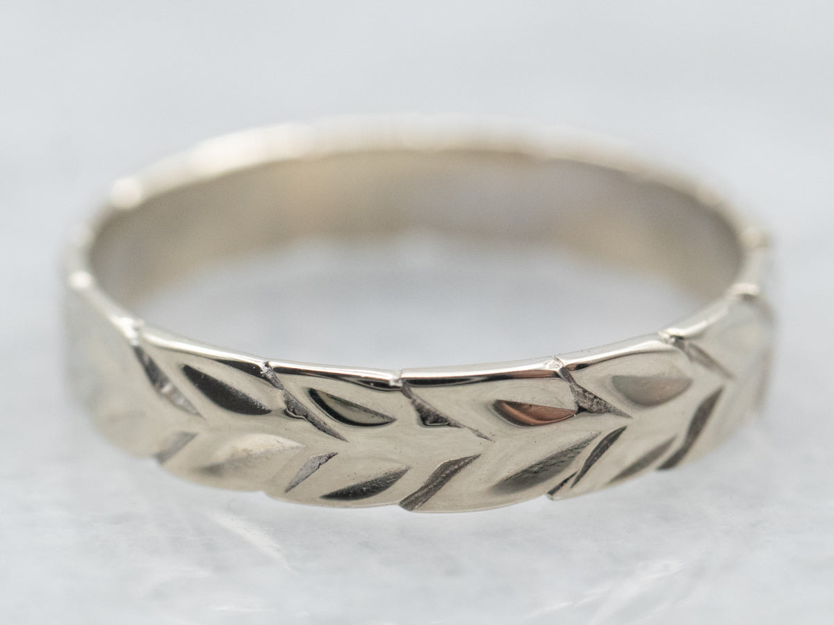 White Gold Wheat Pattern Mini Band