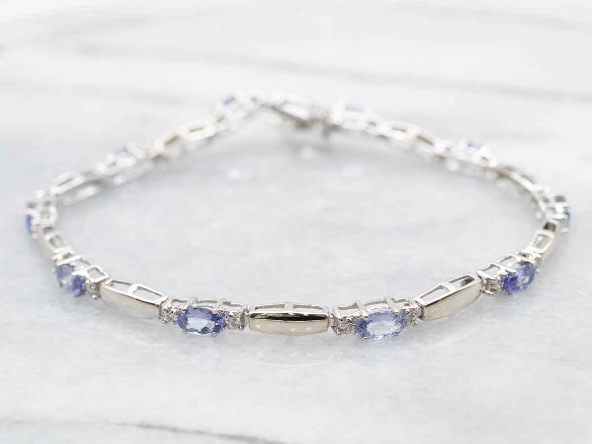 White Gold Tanzanite and Diamond Tennis Bracelet