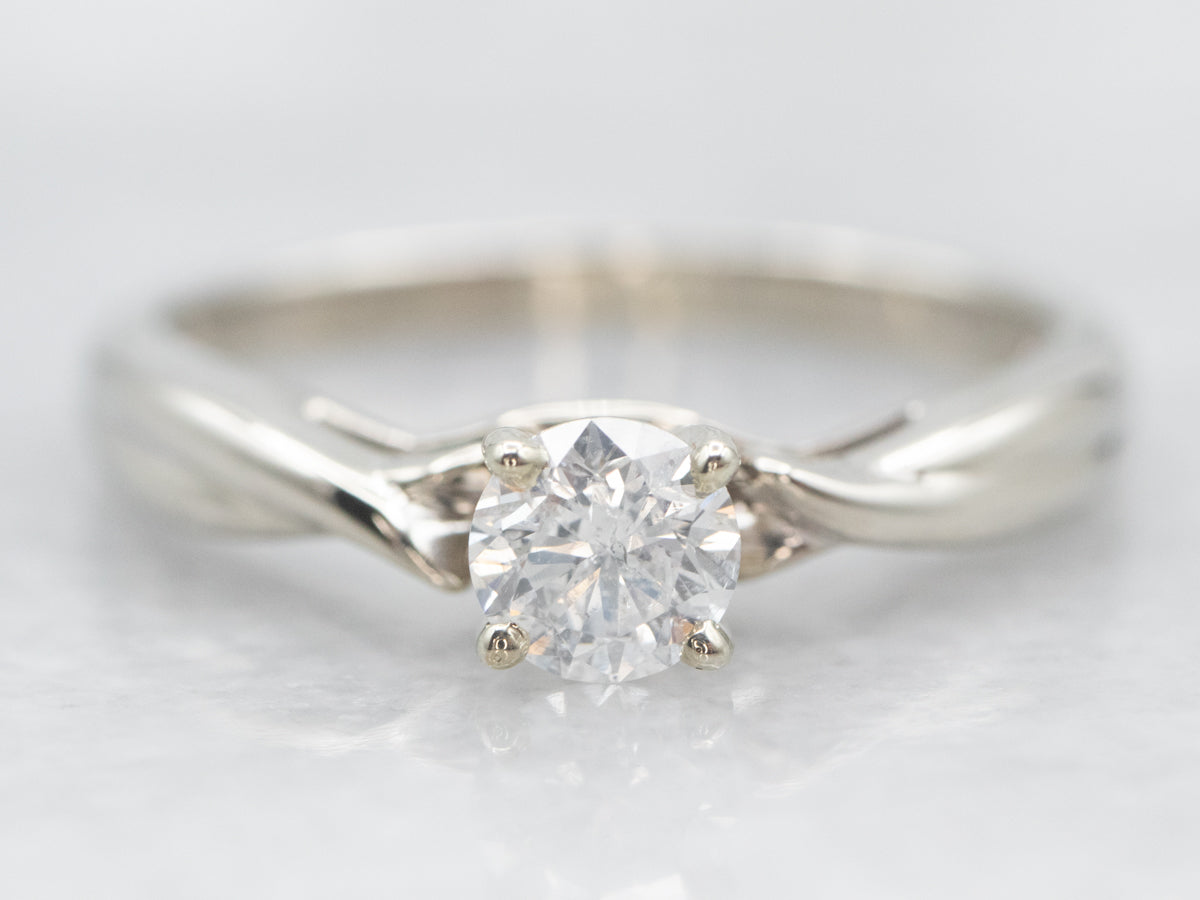 White Gold Twist Shank Diamond Solitaire Engagement Ring