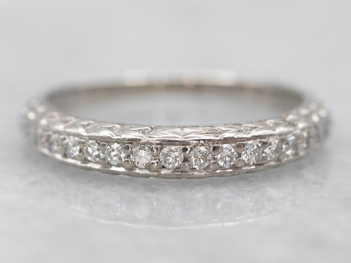 Wheat Pattern Diamond Wedding Band