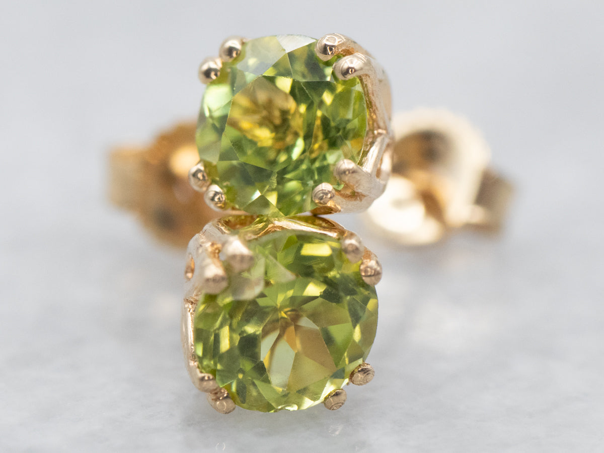 Yellow Gold Peridot Stud Earrings