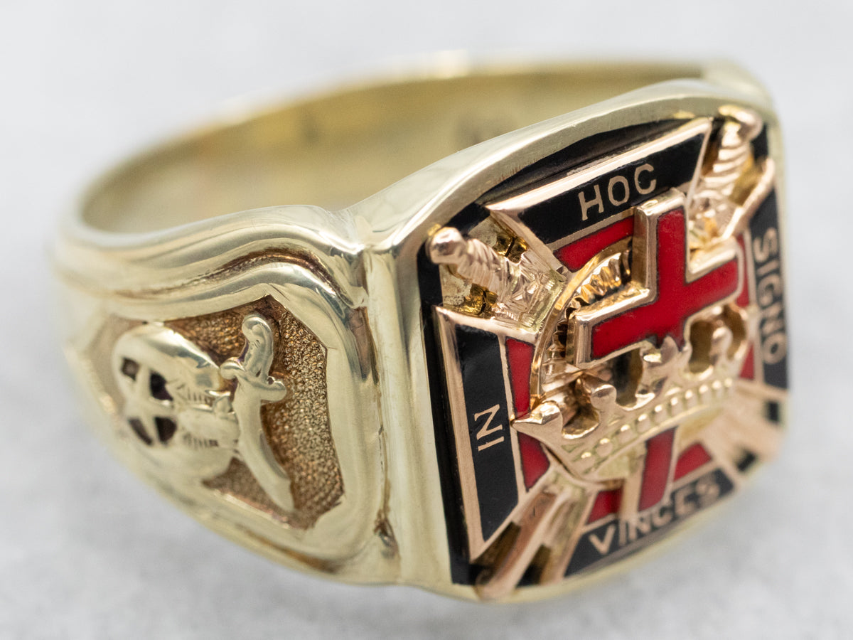 Yellow Gold Enamel Knight s Templar Ring