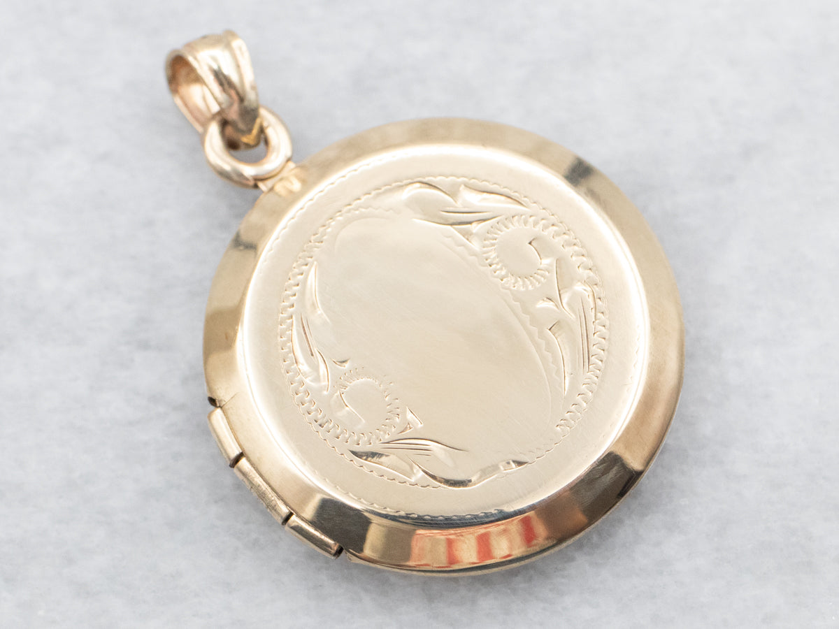 Etched Gold Round Locket