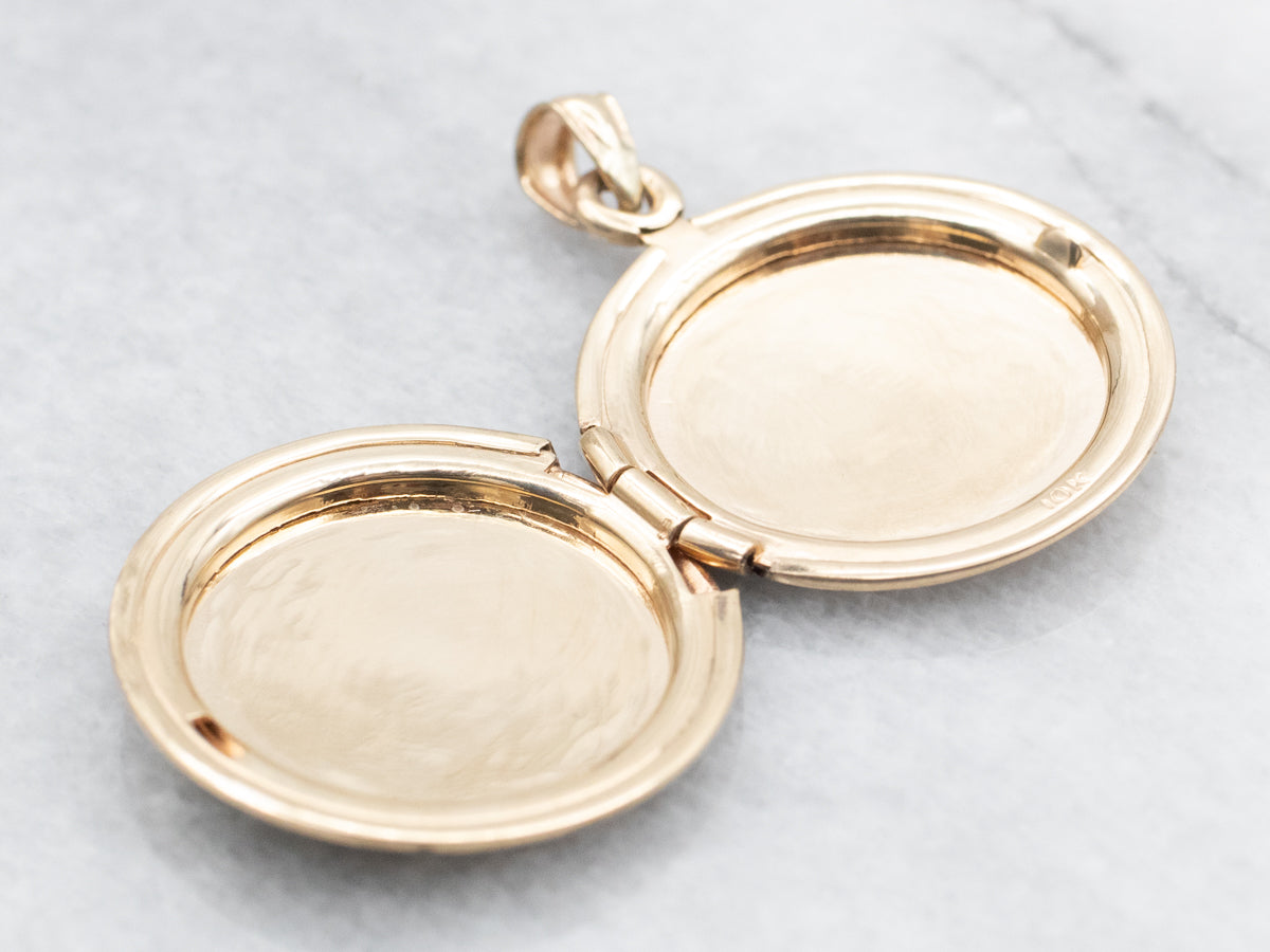 Etched Gold Round Locket