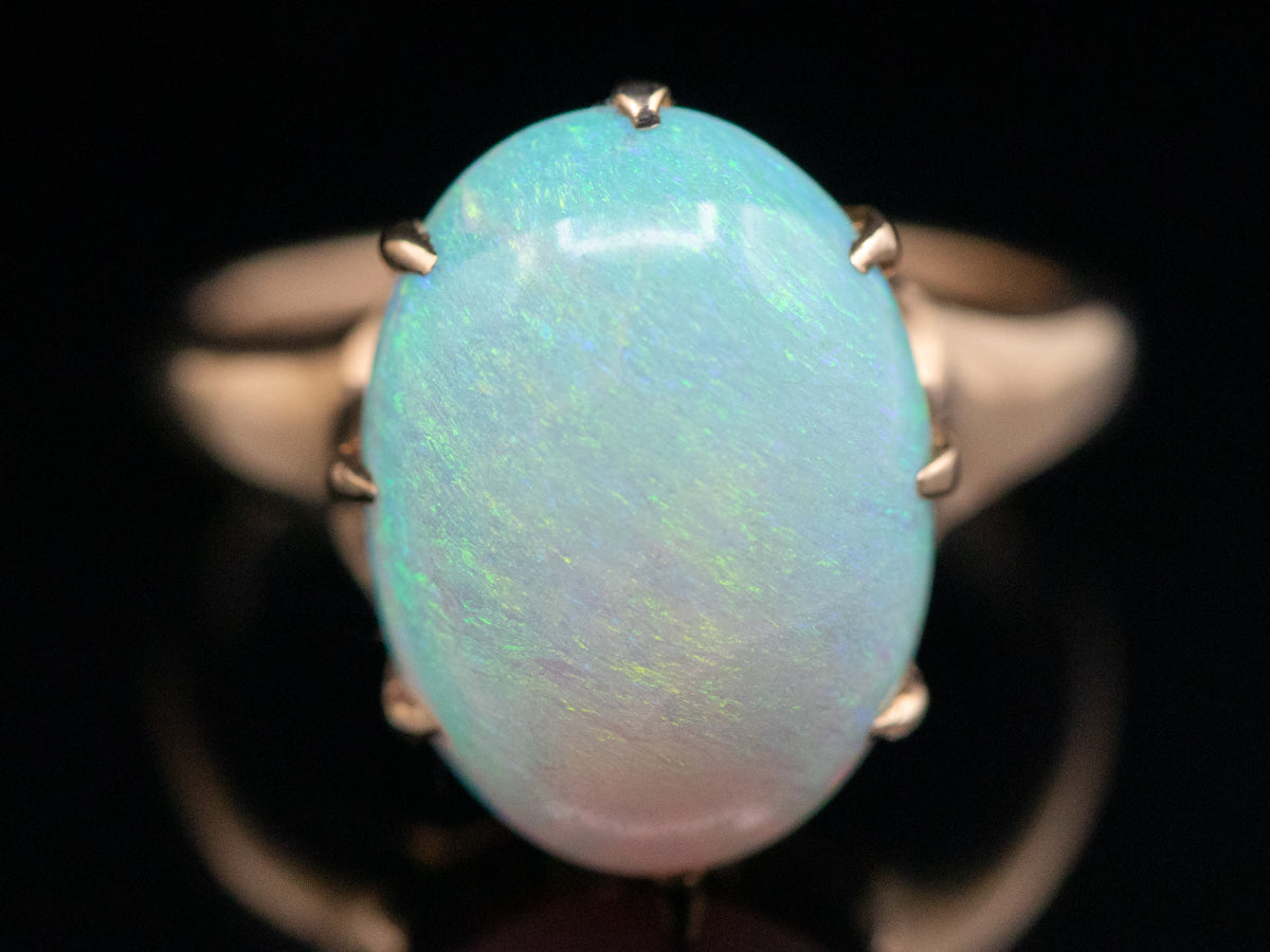 Antique Gold Australian Opal Solitaire Ring