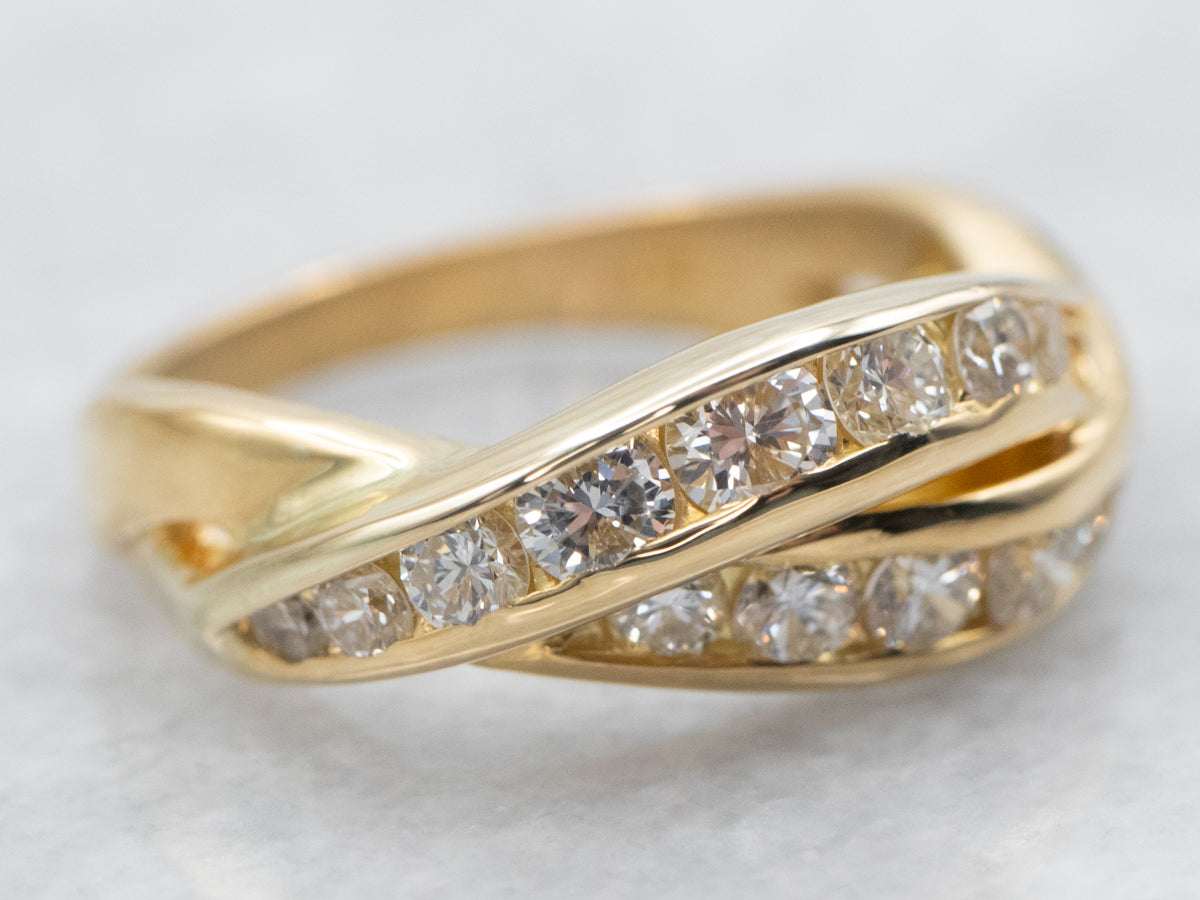 Twisting 18-Karat Gold and Diamond Band