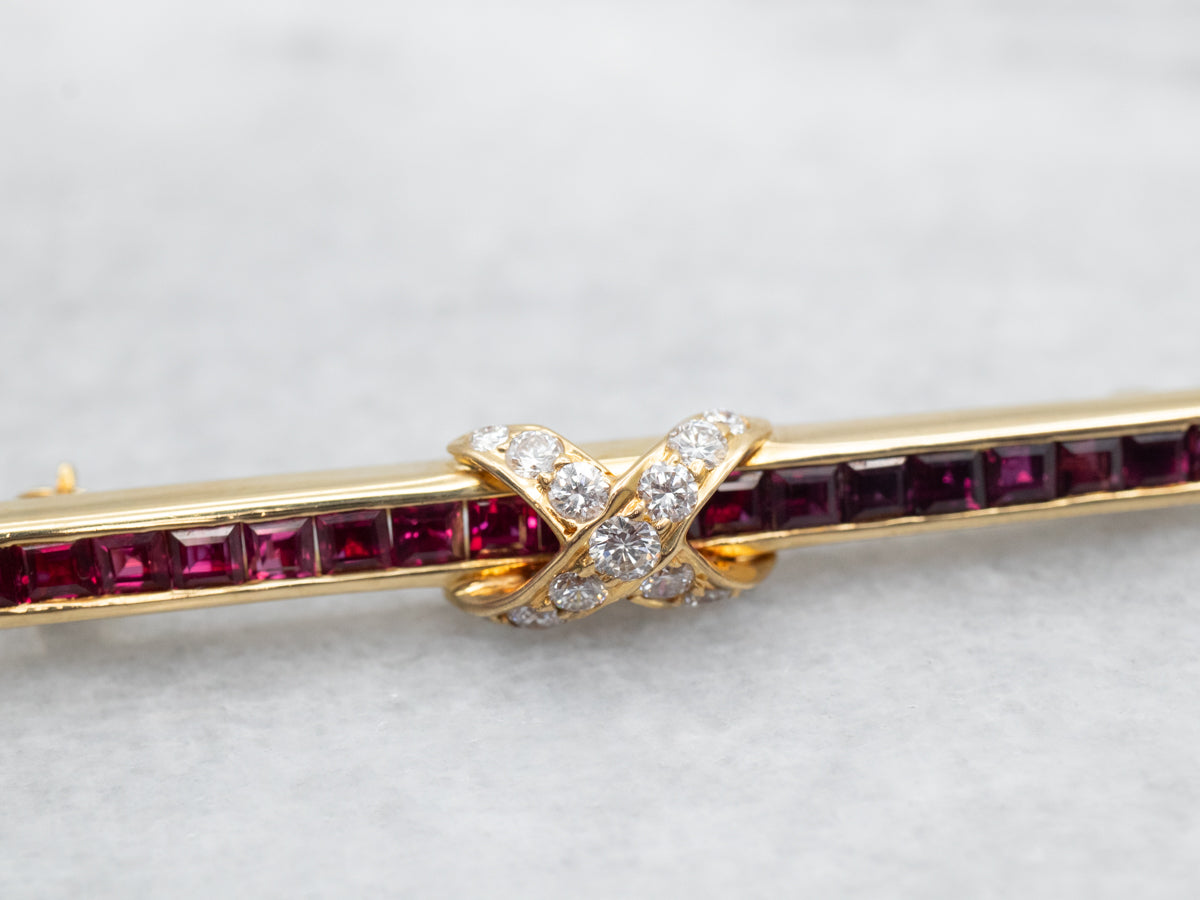 Vintage Tiffany & Co Ruby and Diamond Brooch