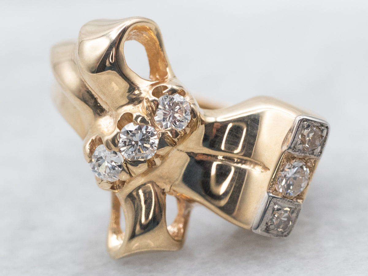 Vintage Gold Diamond Bow Ring