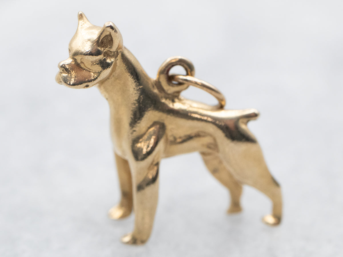 Yellow Gold Boxer Dog Charm