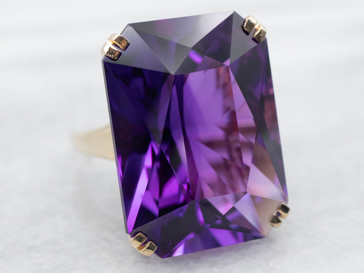 Bold Amethyst Cocktail Ring in Yellow Gold