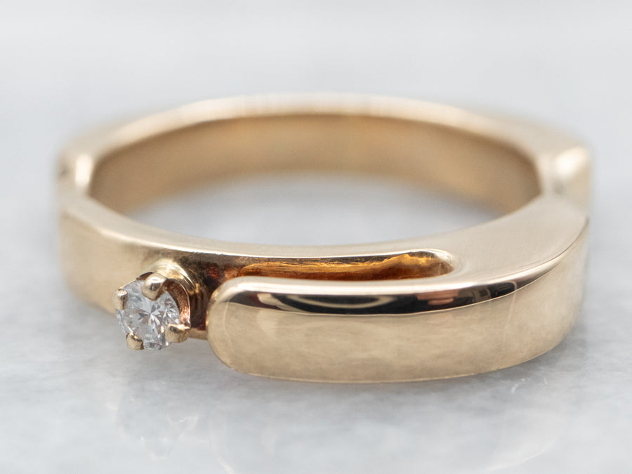 Modernist Gold Diamond Solitaire Band