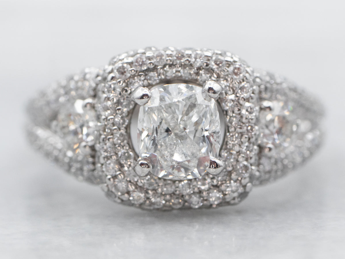 Stunning Double Diamond Modern Halo Engagement Ring