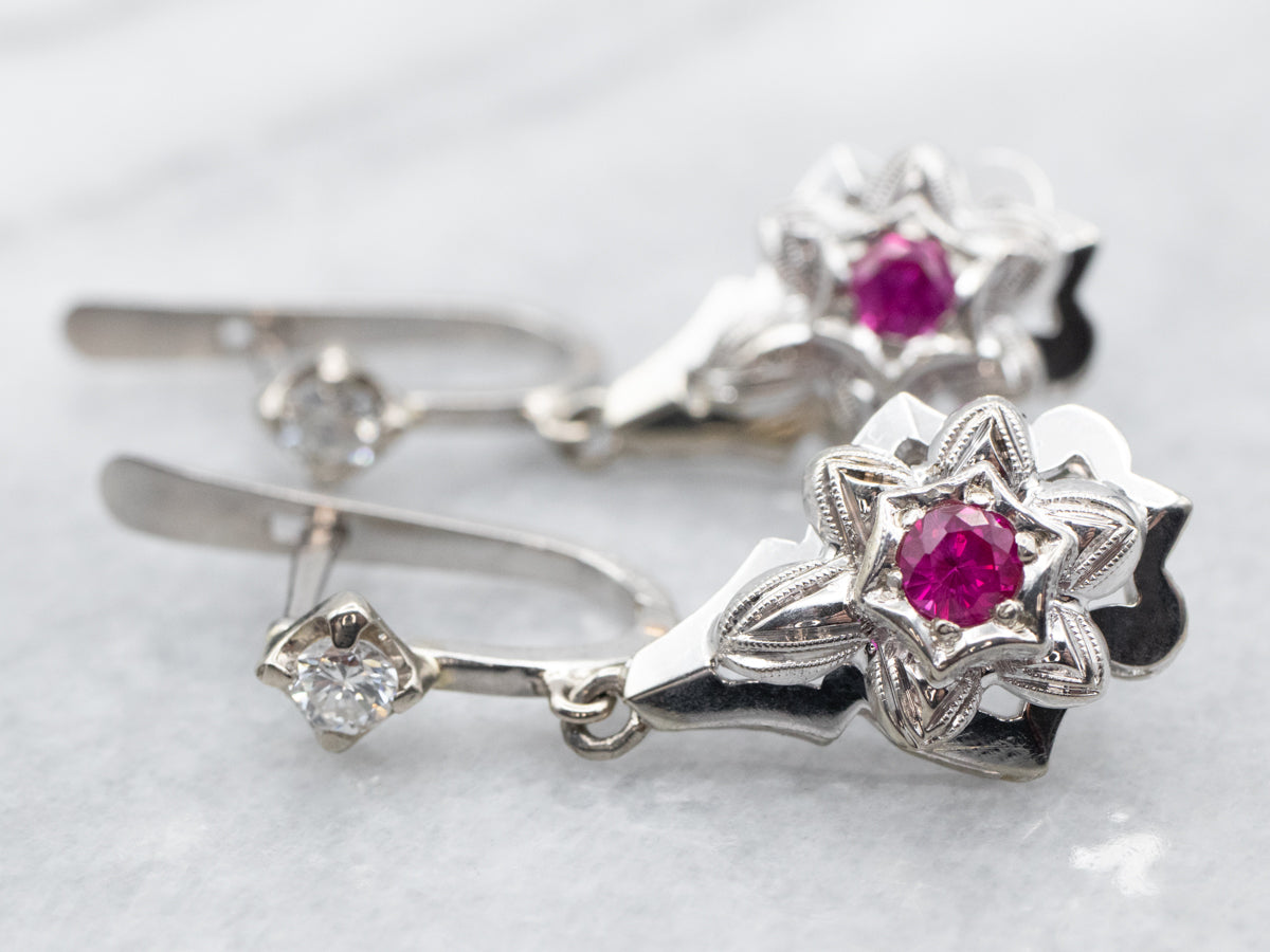 Synthetic ruby earrings deals