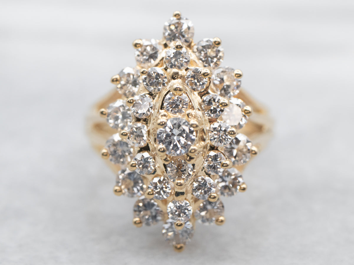 Yellow Gold Diamond Cluster Ring