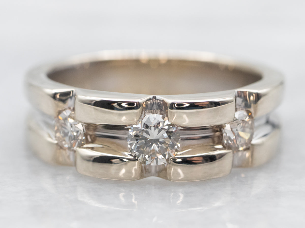 White Gold Three Stone Diamond Band