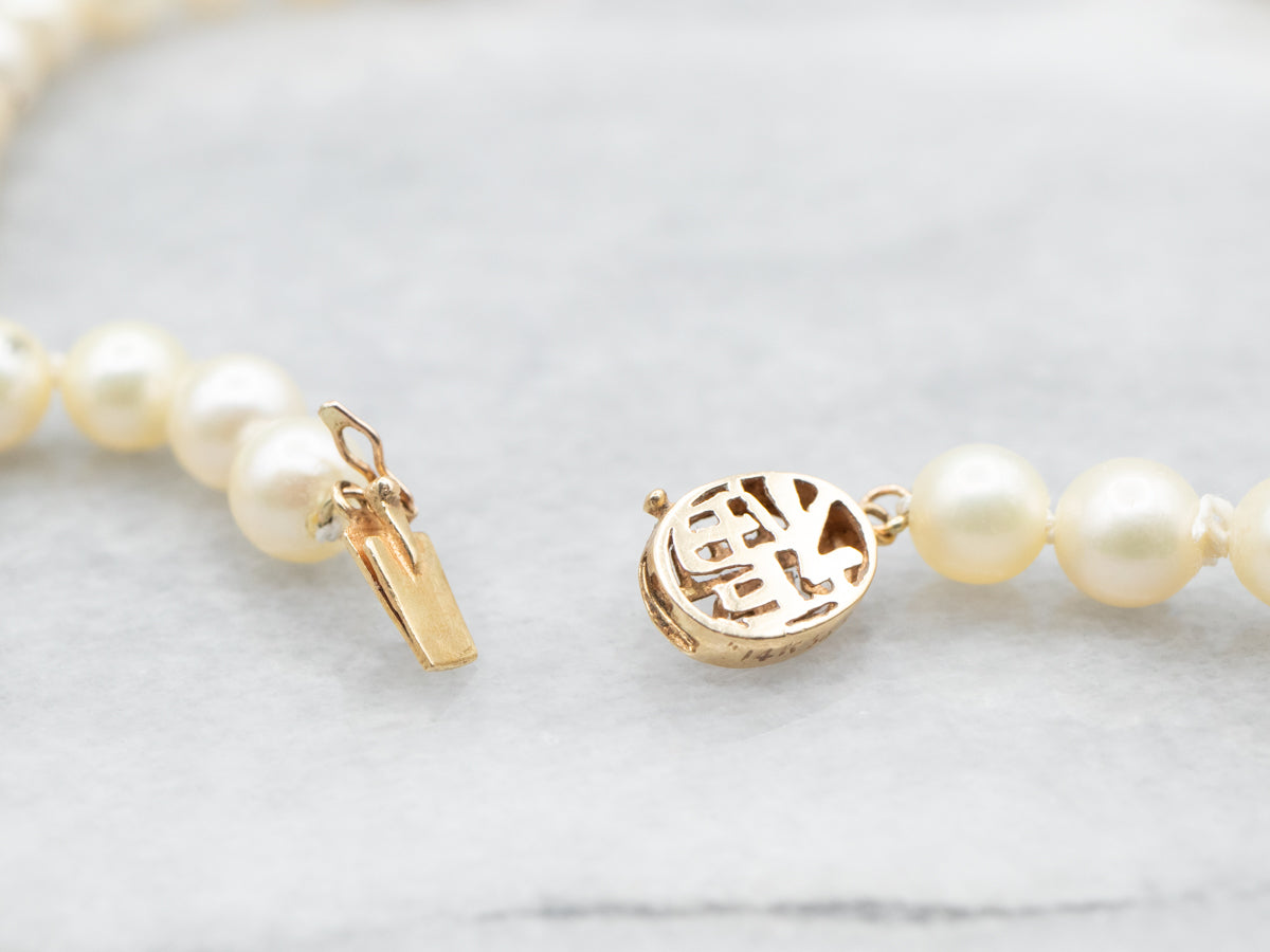 Pearl necklace with 14k gold clasp store