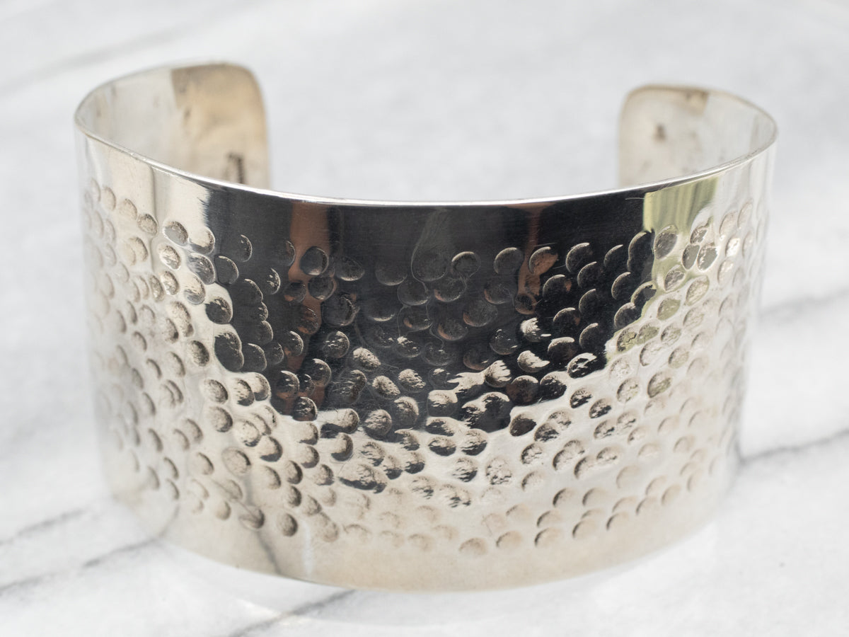 Sterling Silver Hammered Cuff Bracelet by Artist Jo Michels