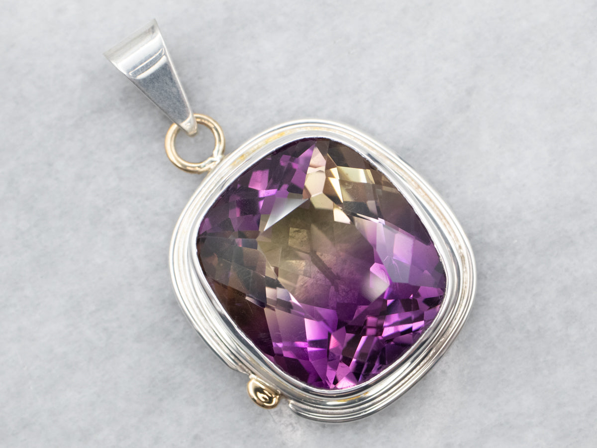 Mixed Metal Bezel Set Ametrine Solitaire Pendant by A. Goodie