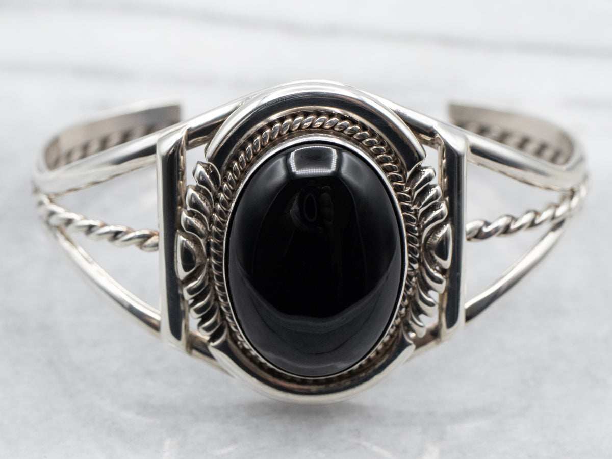 Sterling Silver Black Onyx Cuff Bracelet