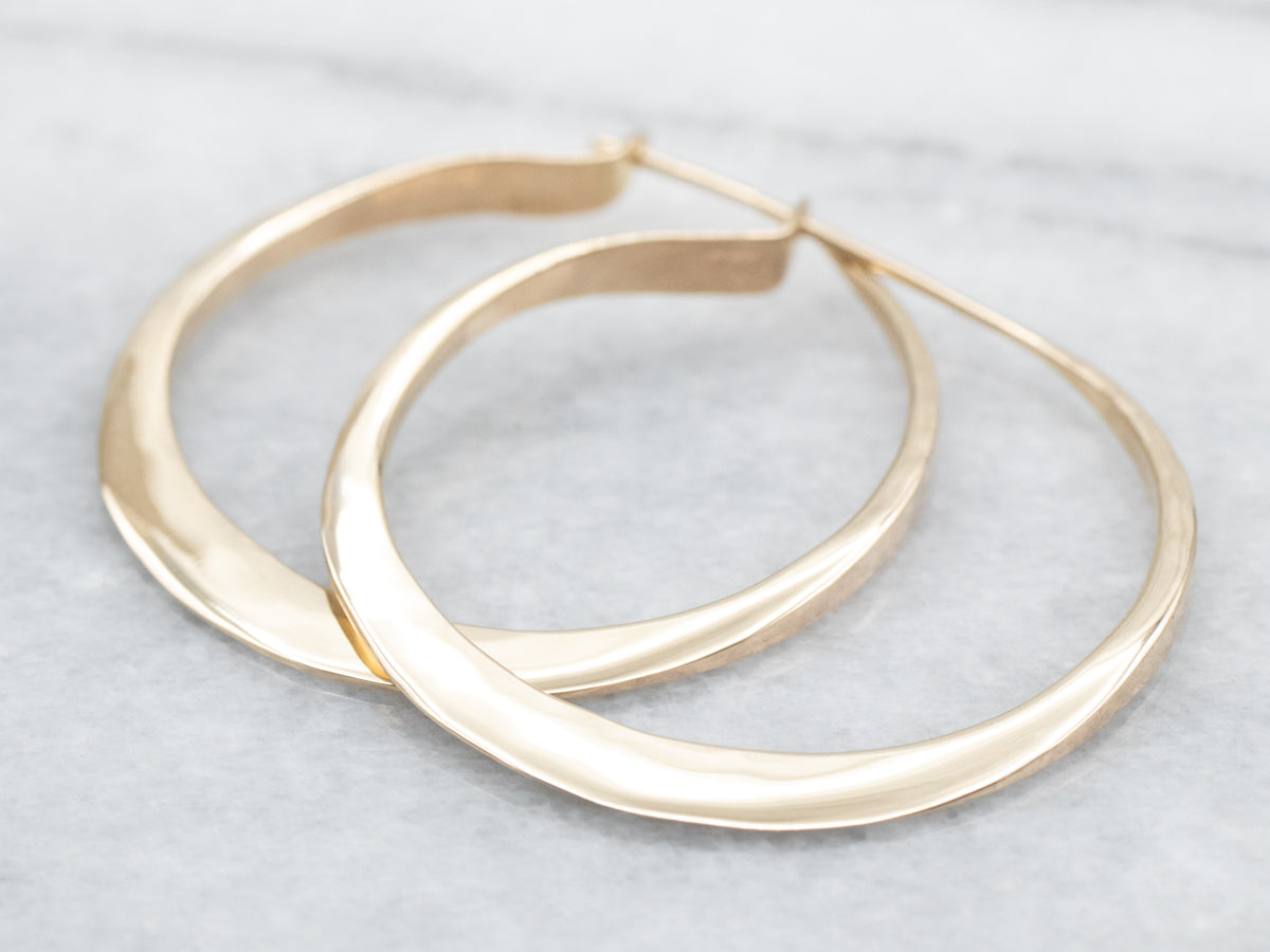 Tapered Gold Flat Hoop Earrings