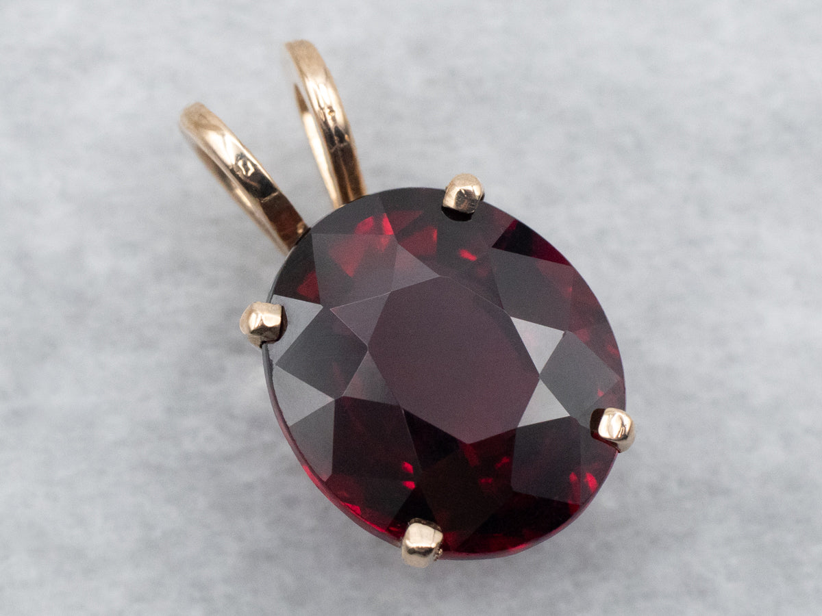 Oval Cut Garnet Solitaire Pendant