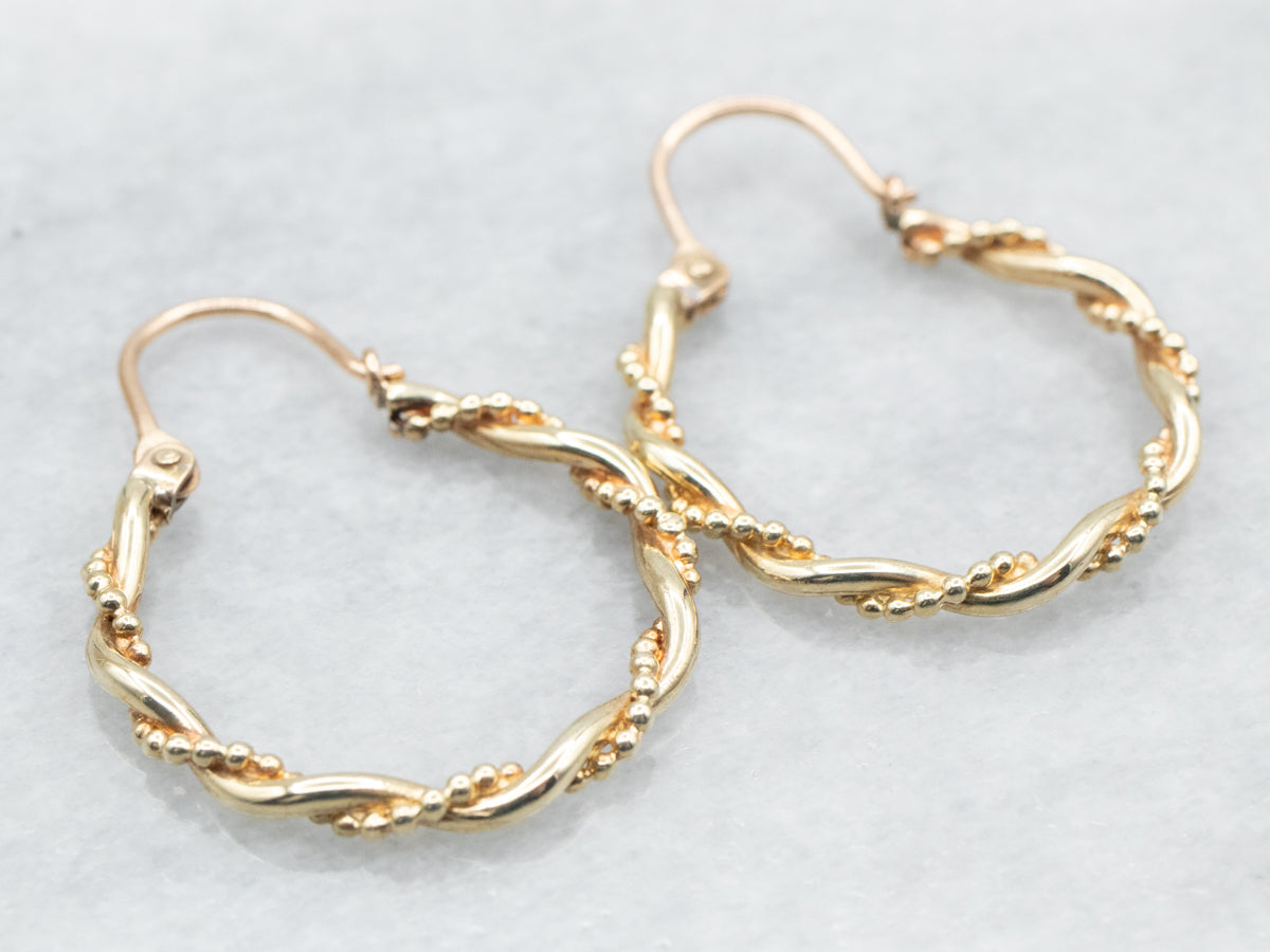 Yellow Gold Twisted Hoop Earrings