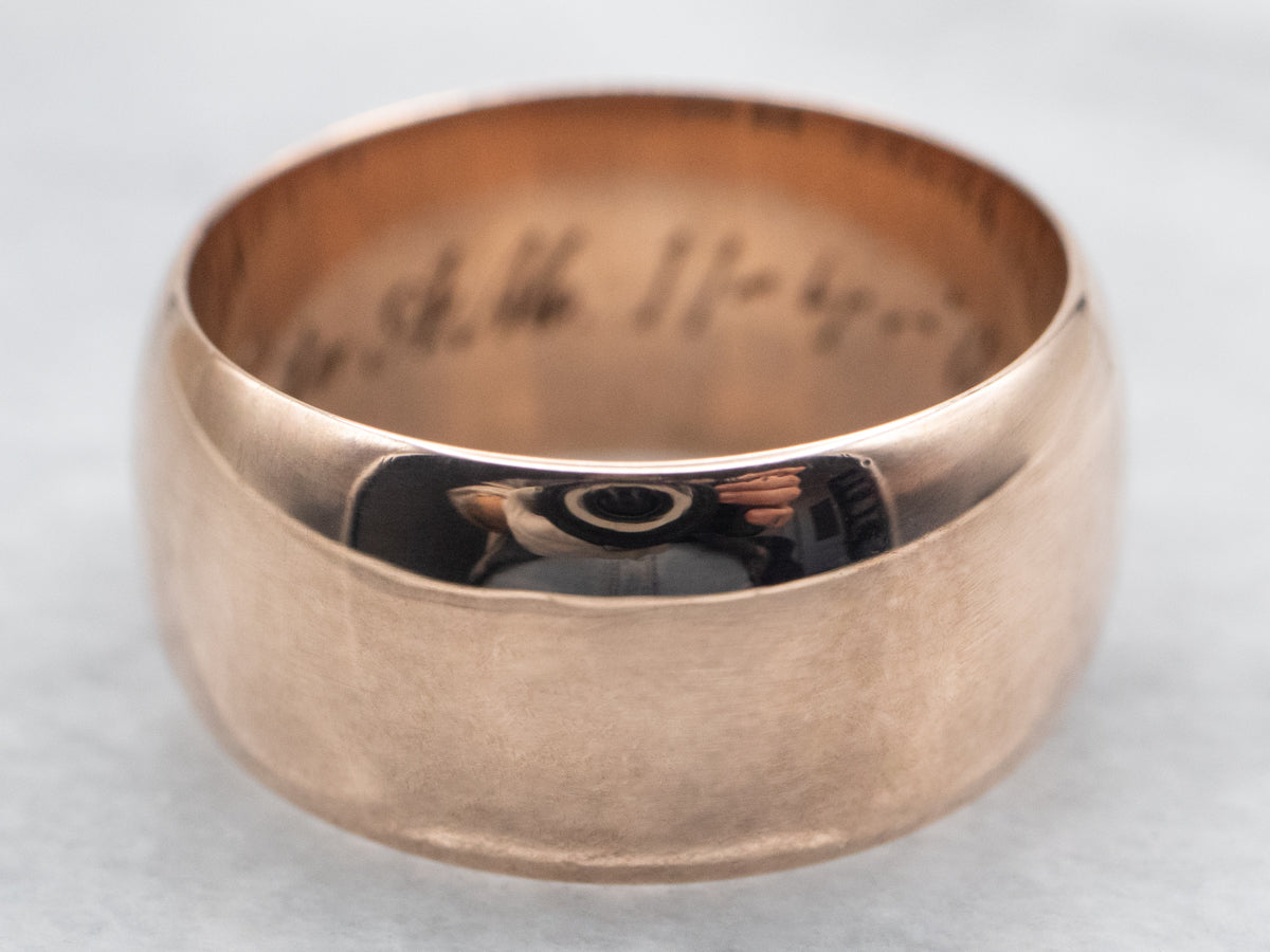 Rose Gold Wide Plain Wedding Band