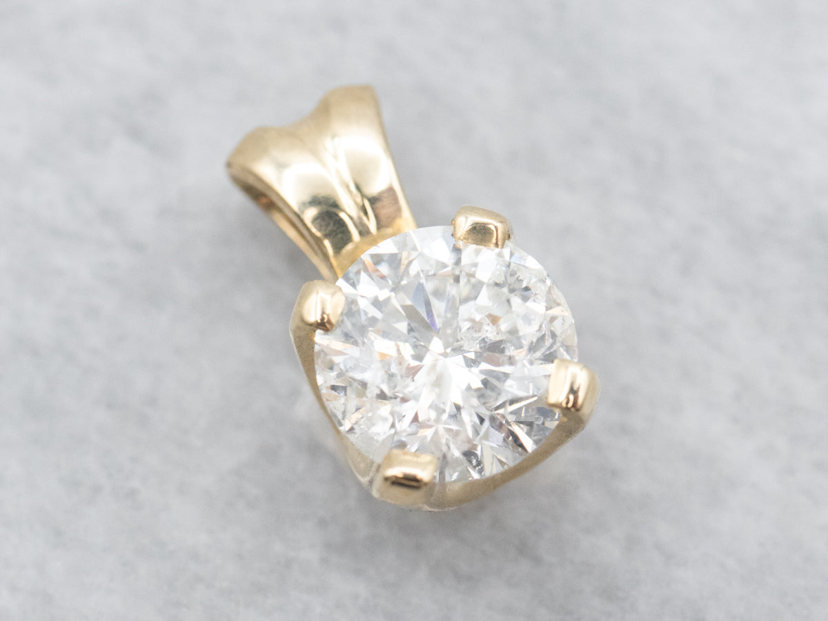 Yellow Gold Diamond Solitaire Pendant