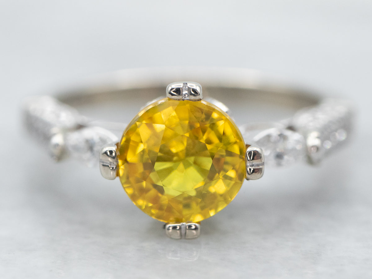 Modern Yellow Sapphire and Diamond Engagement Ring