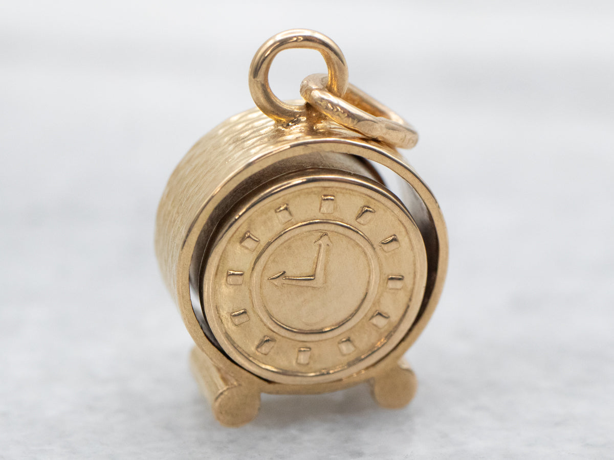 Vintage Gold Alarm Clock Charm