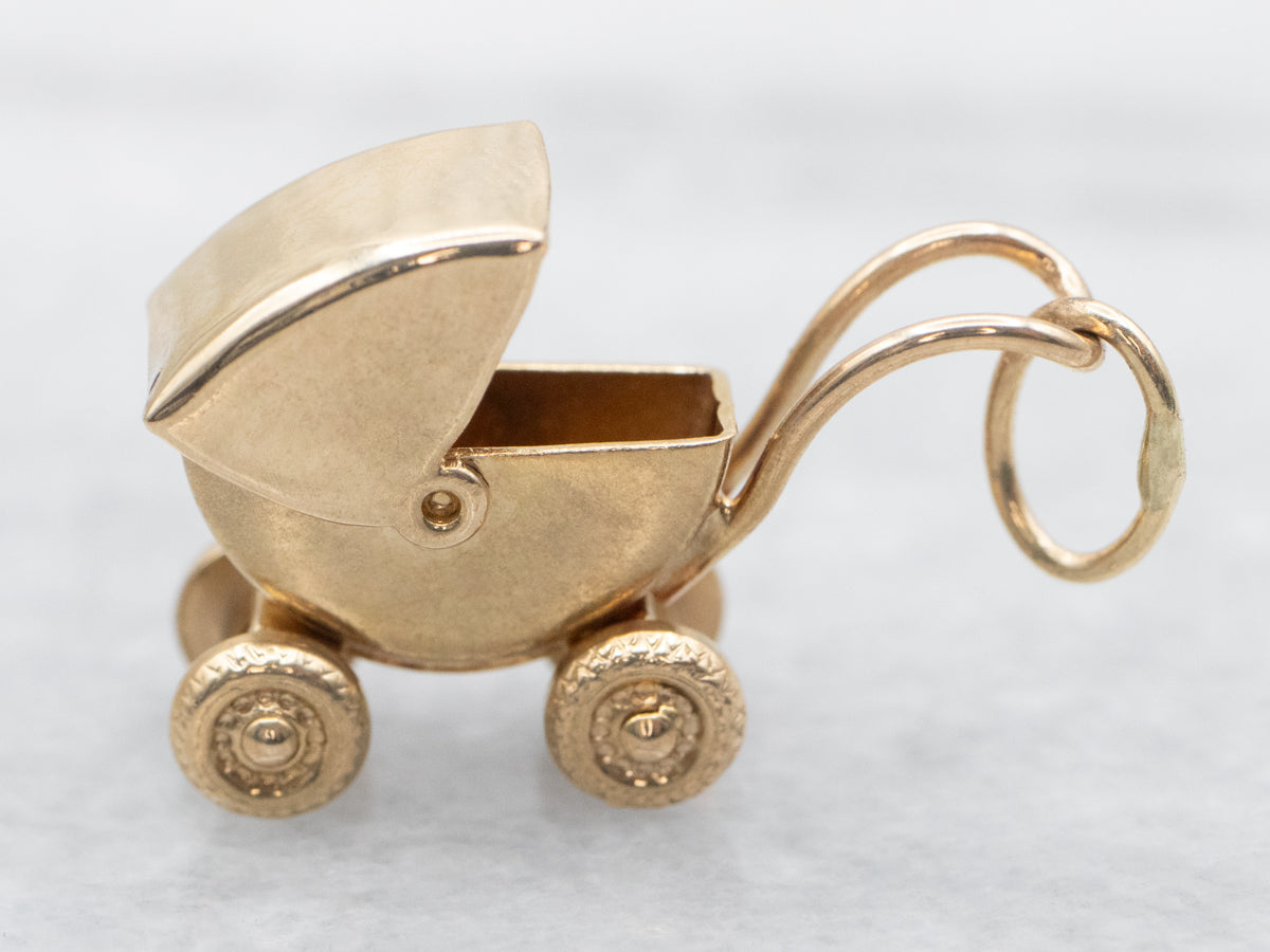 Yellow Gold Baby Buggy Charm