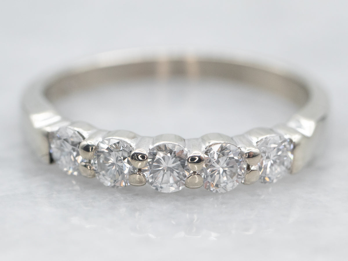 White Gold Five Stone Diamond Wedding Band