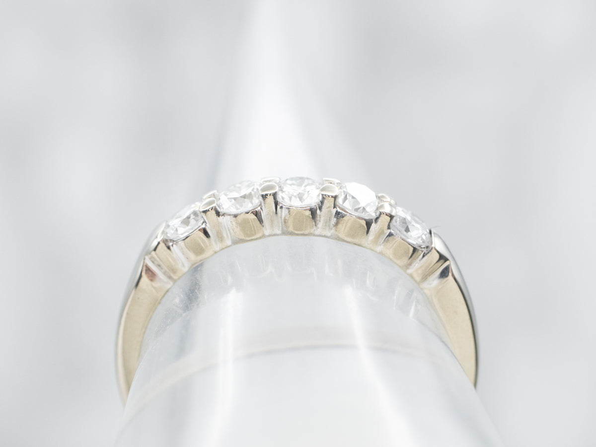 White Gold Five Stone Diamond Wedding Band