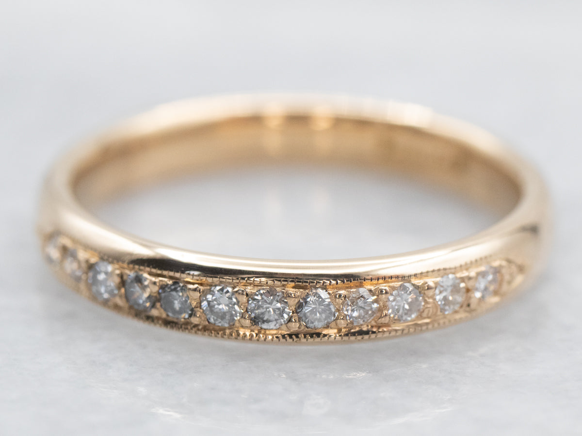 Vintage Gold Pave Set Diamond Band