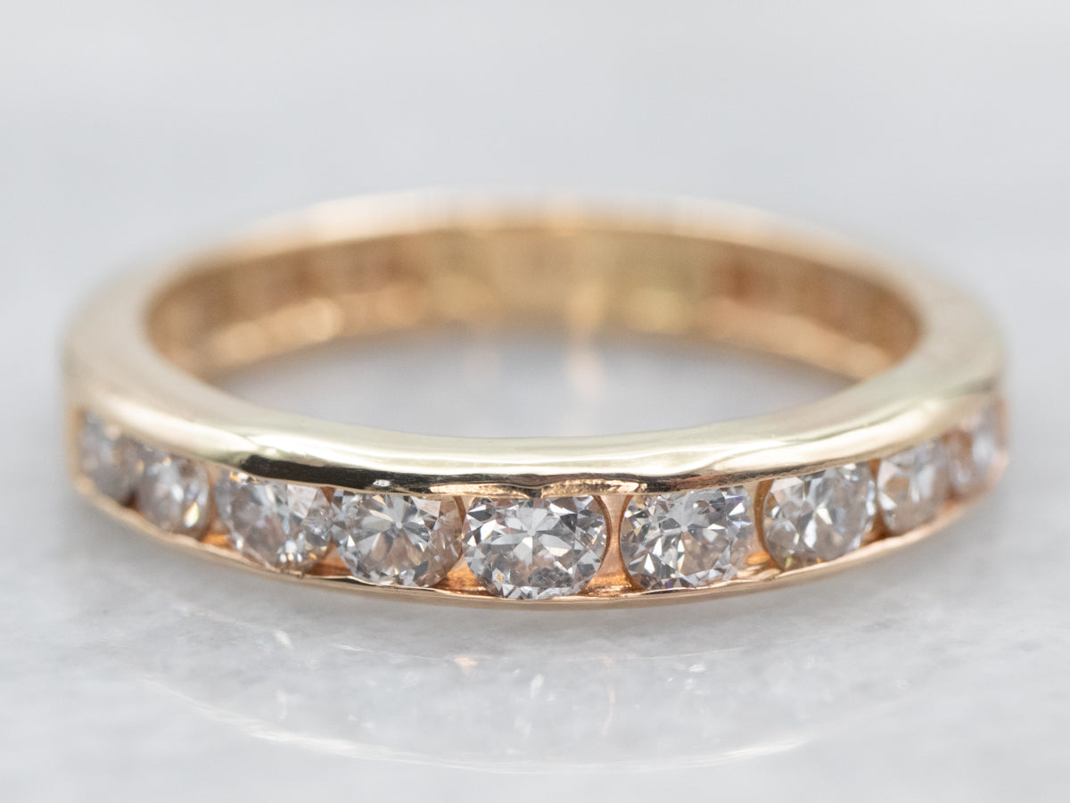 Yellow Gold Channel Set Diamond Wedding Band