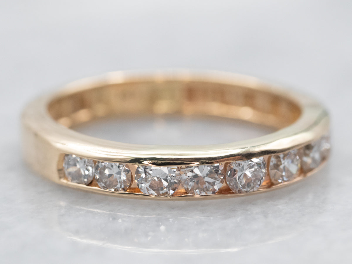 Yellow Gold Channel Set Diamond Wedding Band