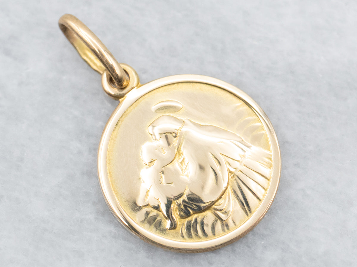 Yellow Gold Religious Disc Charm