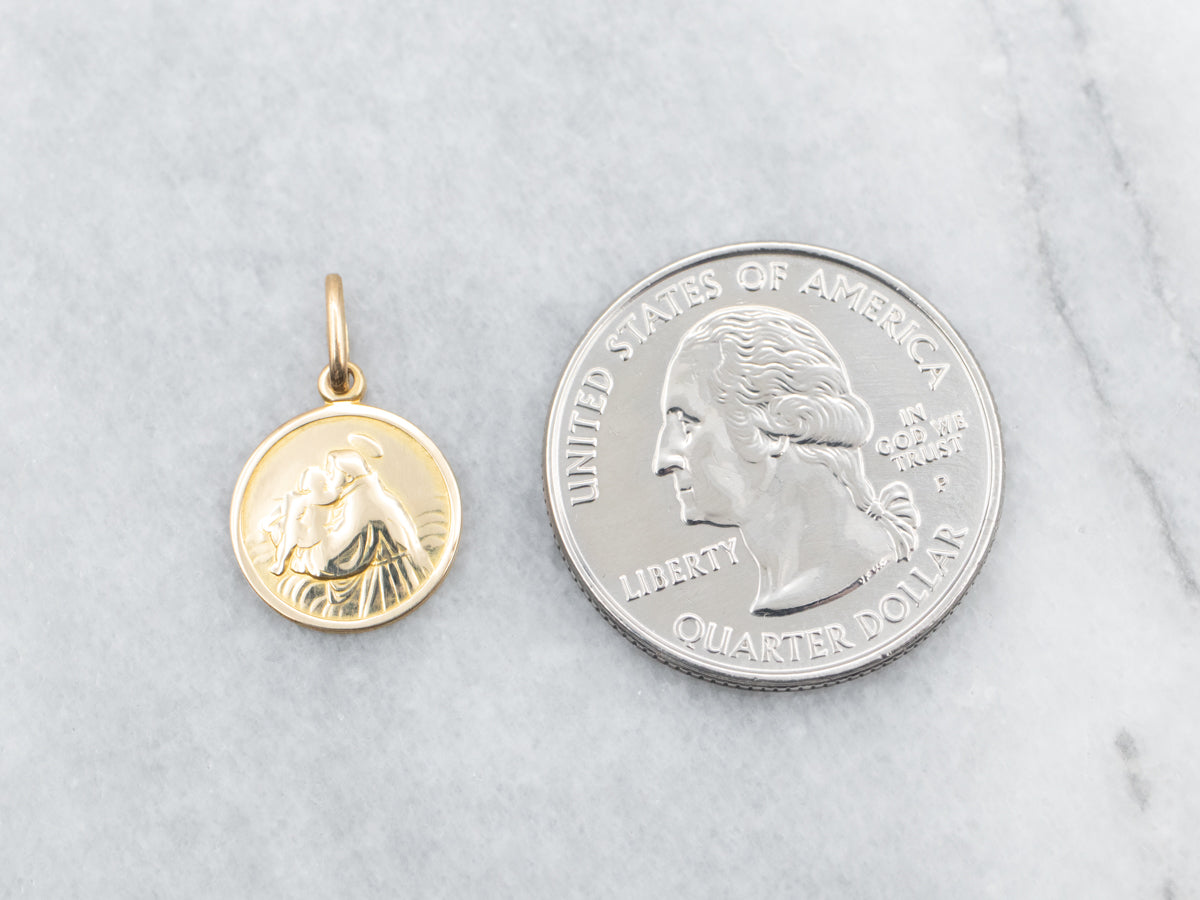 Yellow Gold Religious Disc Charm