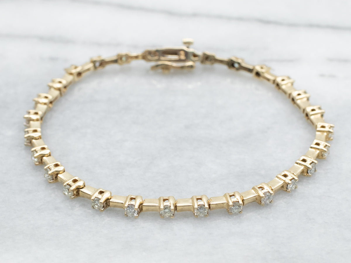 Diamond and Bar Link Bracelet