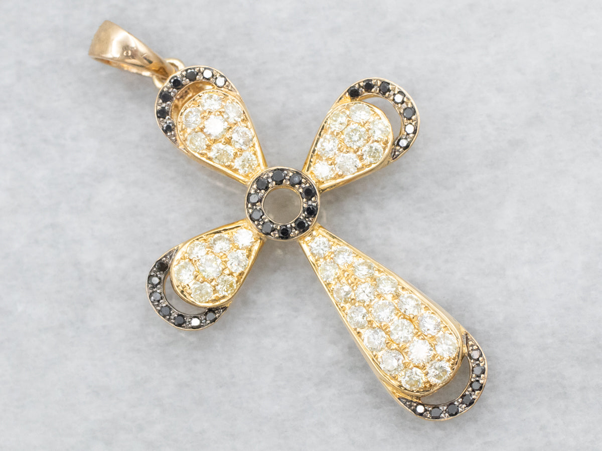 Modern White and Black Diamond Cross