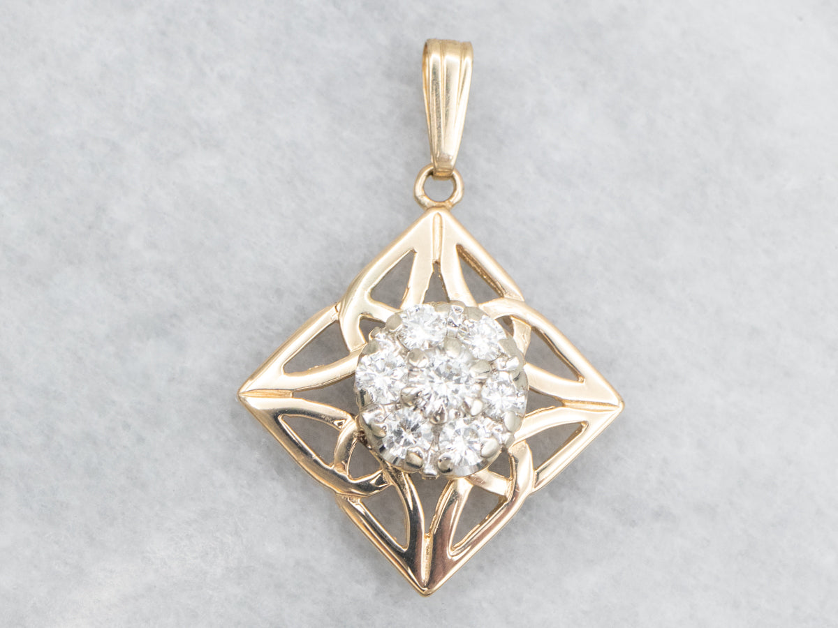 Yellow Gold Diamond Cluster Pendant