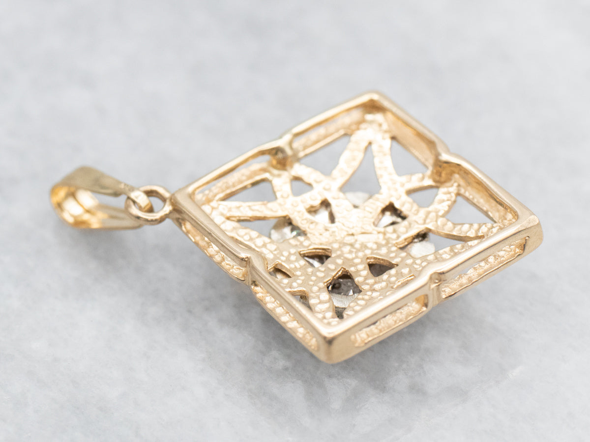 Yellow Gold Diamond Cluster Pendant